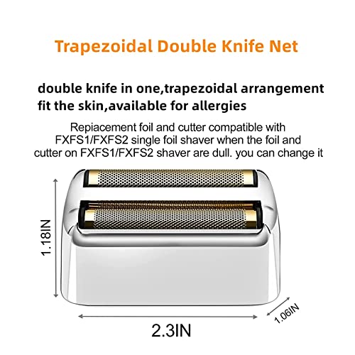 Replacement Foil and Cutters Compatible with BaBylissPRO Double Foil Shaver, Replacement Foil Compatible with BaBylissPRO FXFS2 Shaver,2 PACK (Silver)