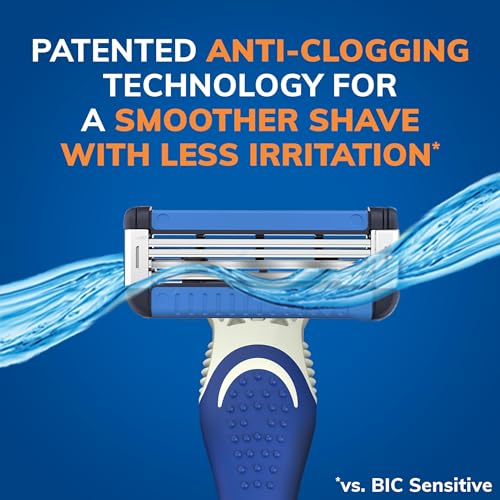 BIC EasyRinse Anti-Clogging Men's Disposable Razors for a Smoother Shave With Less Irritation, Shaving Razors With 4 Blades, 2 Count