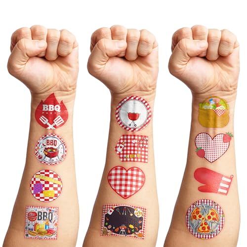 BBQ Temporary Tattoos for Kids - 96 PCS (8 Sheets)