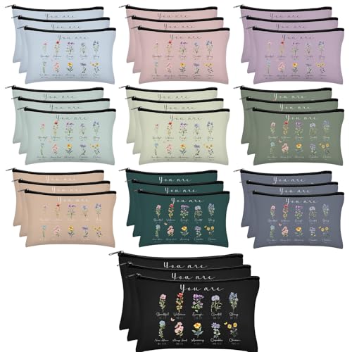 Jetec 30 Pcs Christian Gift for Women Bulk Religious Cosmetic Bags Christmas Inspirational Bible Verse Pencil Pouch Makeup Bags with Zipper for Travel Women Mother Church Favors(You Are,Morandi Style)