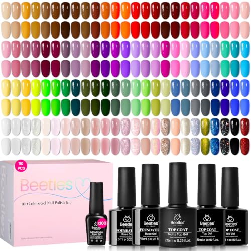 Beetles Infinite Inspiration 100-Color Gel Nail Polish Set with Base and Top Coats