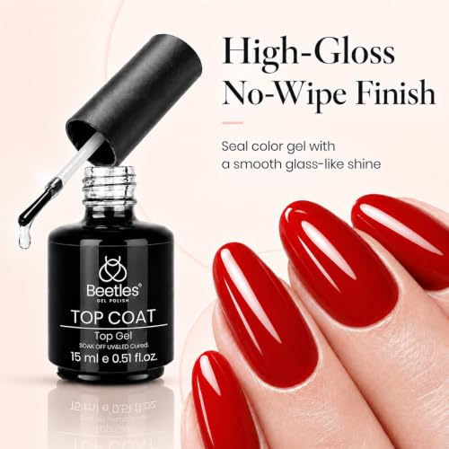 Beetles No Wipe Gel Top Coat 15ml - Clear Soak Off