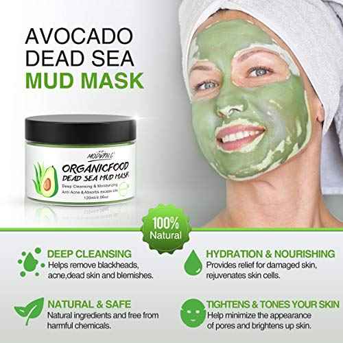 Clay Mask Avocado Dead sea Mud Stick Mask Natural Organic Green Tea Mud Mask Deep Cleansing Blackhead Removal Face Mask Nourishing Hydration Facial Mask With Blackhead Remover Extractor Tools (White)