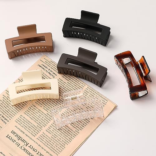 Sisiaipu Medium Hair Claw Clips 6-Pack, 3.5 Inch Non-Slip Hair Accessories for Women & Girls