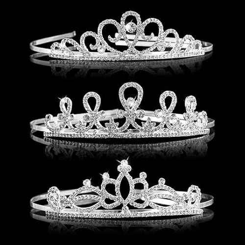 6 Pack Crystal Tiara Headband, Silver Princess Crown, Rhinestone Headband for Women, Girls, Princess Tiara Hair Accessories for Birthday Party, Wedding