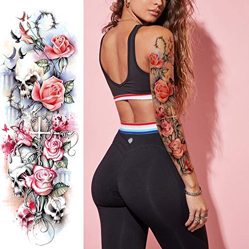 Full Arm Temporary Tattoo Sleeves - 12 Sheets Watercolor