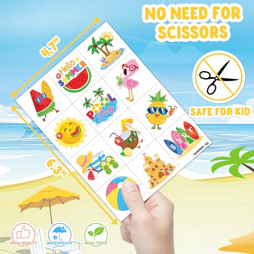 96 PCS Summer Beach Temporary Tattoos Kids Pool Party Favors