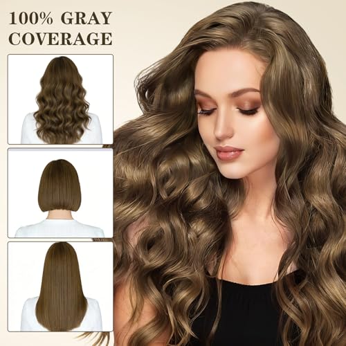 GRYFOX Light Brown Hair Dye Shampoo – Gray Coverage, 15 Mins