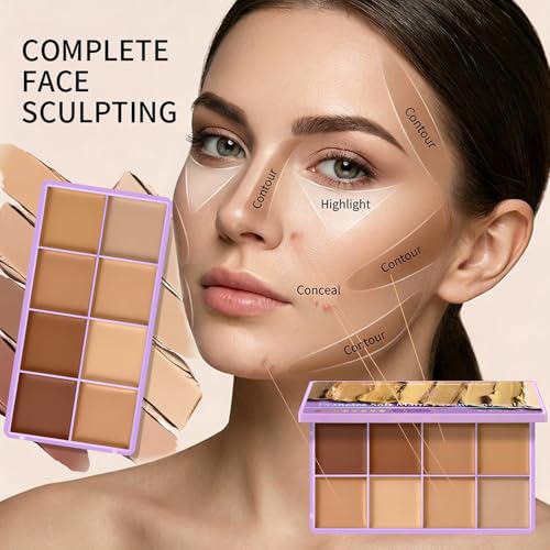 8 Shade Soft Matte Cream Concealer Palette - Waterproof Coverage for Dark Circles