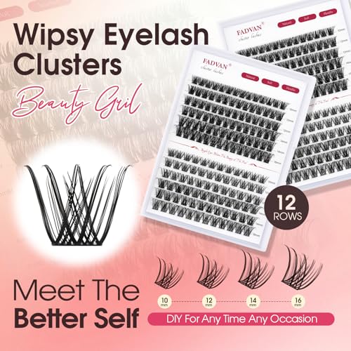 FADVAN D-Curl Lash Clusters - 156PCS DIY Eyelash Extensions
