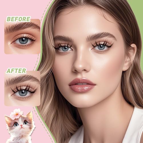KEYYOU Bunny Lash Clusters Kit Anime Cat Lash Clusters 72pcs Wispy Natural Cat style Lash Extension Kit with Bond and Seal,Applicators,Remover for Manga DIY Eyelash Extension Kit at Home£¨MC03£©