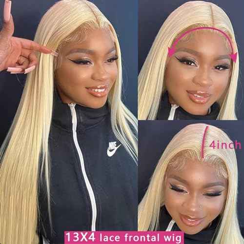 613 Lace Front Wig Human Hair 13x4 HD Transparent Straight Blonde Lace Front Wigs Pre Plucked Glueless Wigs 180% Density Blonde Lace Frontal Human Hair Wigs 18INCH
