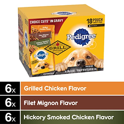 Pedigree Choice Cuts In Gravy Adult Soft Wet Dog Food 18-Count Variety Pack, 3.5 oz Pouches