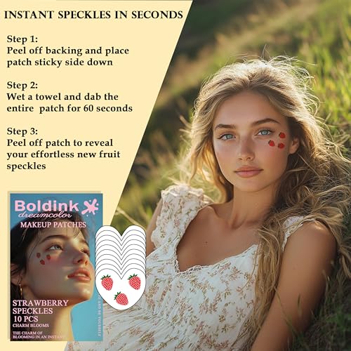 Strawberry Speckle Face Patches - 10 Waterproof Temporary Tattoos