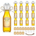 tchrules 12-Pack 8oz Clear Glass Vanilla Extract Bottles with Funnel,Twine & Labels Swing Top Glass Bottles Vanilla Essential Bottles Storage Containers for DIY Aromatherapy, Soap & Candle Making