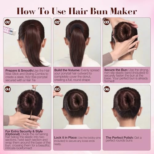 Bun Maker Kit with Donut Shapers, Pins & Hair Nets