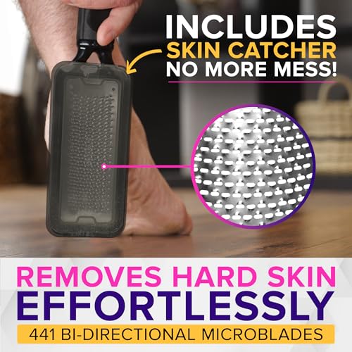 NYK1 RUSTPROOF Foot File Callus Remover XL Size with Catcher - Pedicure Tool