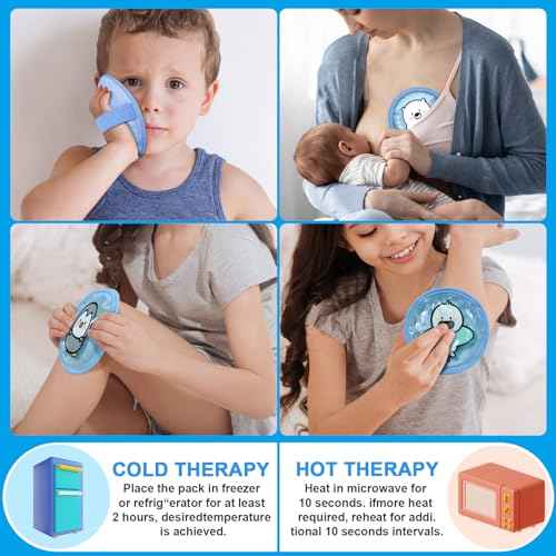 Large Kids Ice Packs for Boo Boos, 3 Packs Toddler Gel Ice Packs Wrap for Injuries Reusable, Hot Cold Compress for Children's Fever Pain Relief, Wisdom Teeth, First Aid, Bumps & Bruises