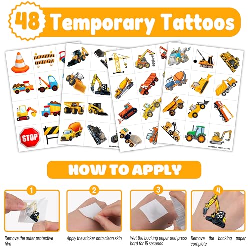Construction Party Favors - 72 PCS Combo Pack with Balloons & Tattoos