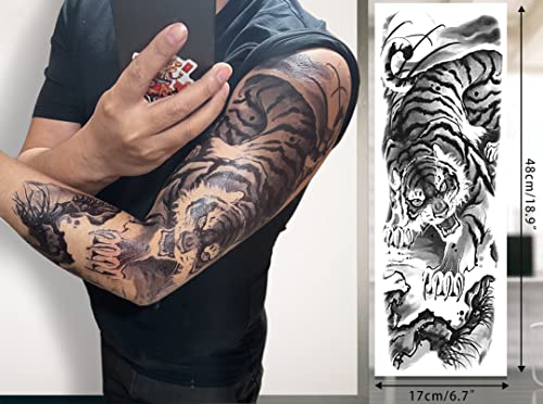 Halloween Full Arm Temporary Tattoos - 12 Sheets Waterproof