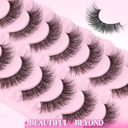Wispy Mink False Eyelashes Clear Band 18mm - 7 Pairs