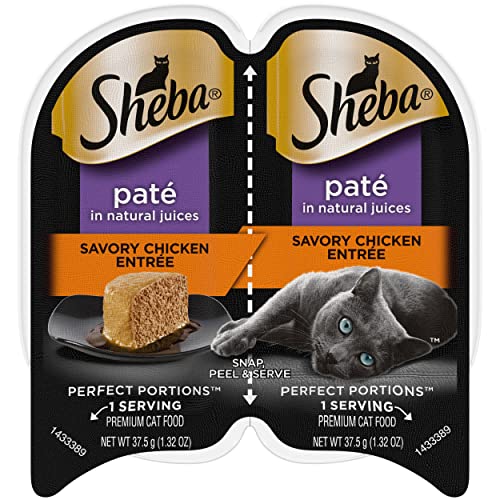 Sheba Perfect Portions Pate In Natural Juices Signature Savory Chicken Entrée Twin Pack Wet Cat Food, 2.6 Oz