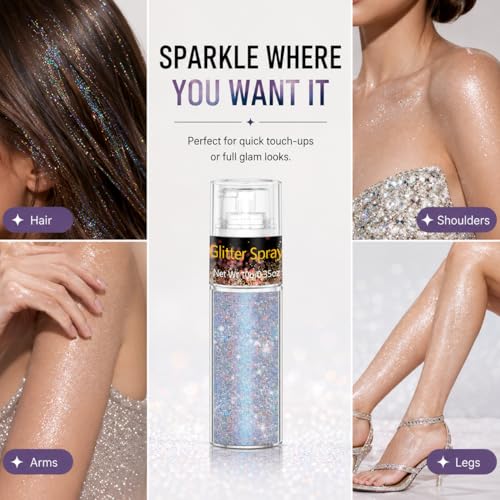 Go Ho Rainbow Glitter Spray - Ultra-Fine Hair & Body Sparkle