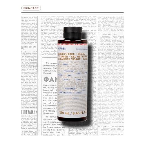KORRES Athenian Grooming Cleansing Gel for Face & Beard, Deep Cleanser with Achillea Millefolium Extract & Salicylic Acid, Removes Oil & Dirt, Vegan, Silicone & Paraben Free, Matte Finish, 8.45 Fl Oz