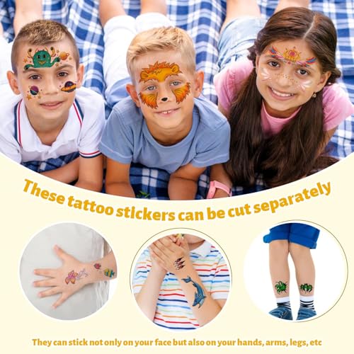 Partywind Temporary Face Tattoos for Kids, 24 Styles Waterproof