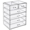 Sorbus 6-Drawer Acrylic Makeup Organizer with Brushes & Jewelry Storage