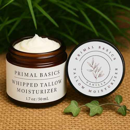 100% Grass Fed Grass Finished Whipped Vanilla Beef Tallow Moisturizer/Body Balm for Face, Body, Oily, Dry, Sensitive Skin -Contains Vitamins A, D, E, K -USA Made