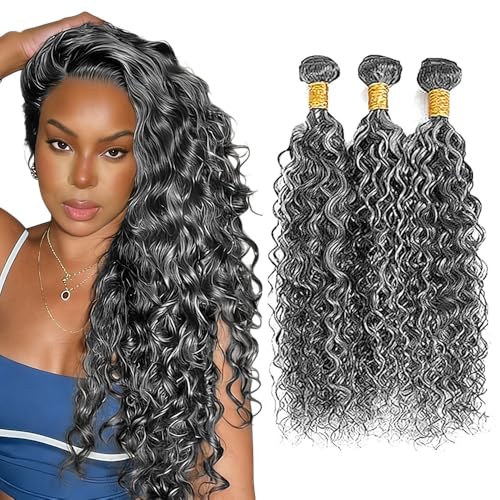 P1B Grey Water Wave Human Hair Bundles 3 Pack