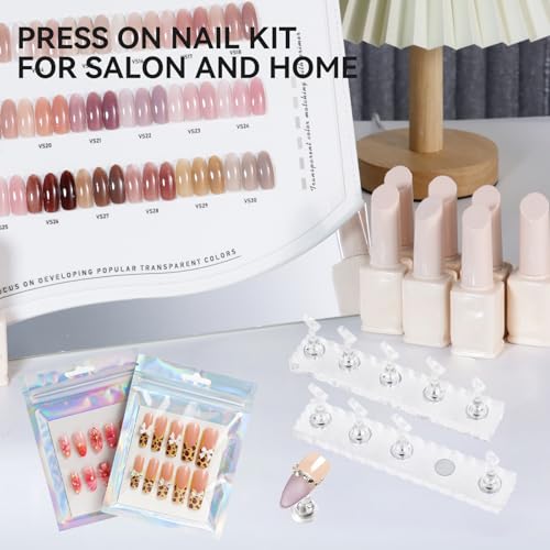 50 PCS Nails Packaging Bags with Nail Stand for Fake Nail, Holographic Press On Nail Storage Container Nail Art Kit for Diy Design,Nail Cardboards with 2 Double-sided Adhesive Tape Salon Home