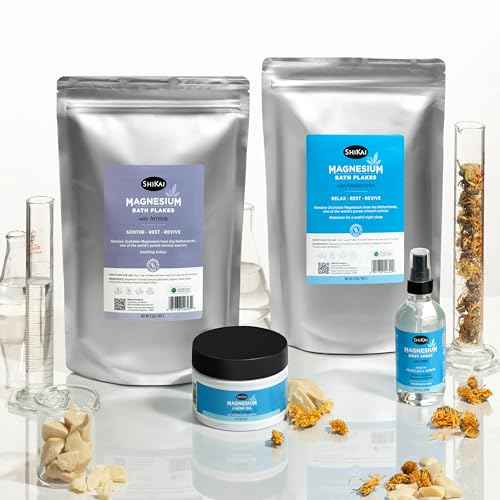 ShiKai Magnesium Bath Flakes with Arnica (32 oz) | Bath Salt Soak for Muscle Relief | Fragrance Free