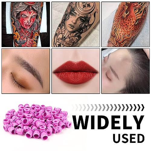 Disposable Skull Tattoo Ink Caps - Pink, 50 Pcs - Professional Tattoo Supplies