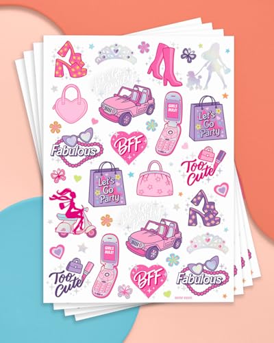 84 Pink Party Temporary Tattoos - Birthday Party Supplies