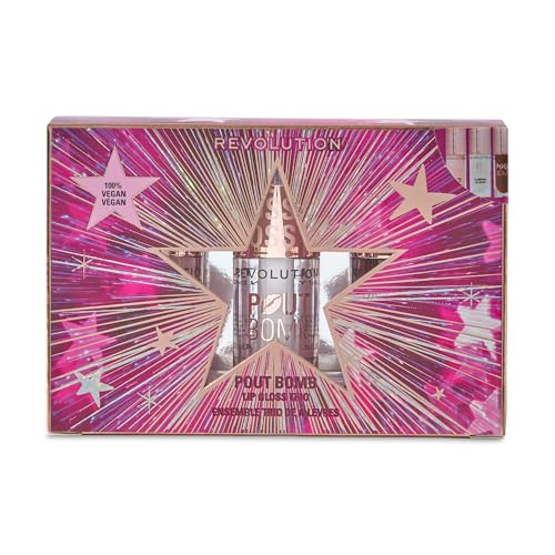 Pout Bomb Plumping Lip Gloss Trio Set – 3 Full-Size, Hyaluronic Acid