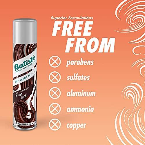 Batiste Color Dry Shampoo,Dark Hair 200 ml (Pack of 2)