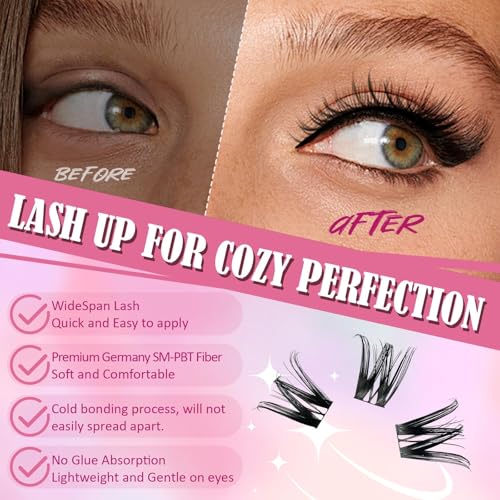Lash Clusters Extension Kit 180pc - DIY False Eyelashes with Glue & Tweezers