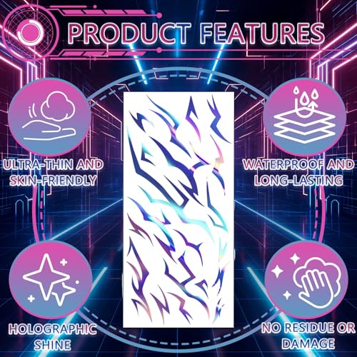 Holographic Temporary Tattoos - 75Pcs K-Pop Cosplay Stickers