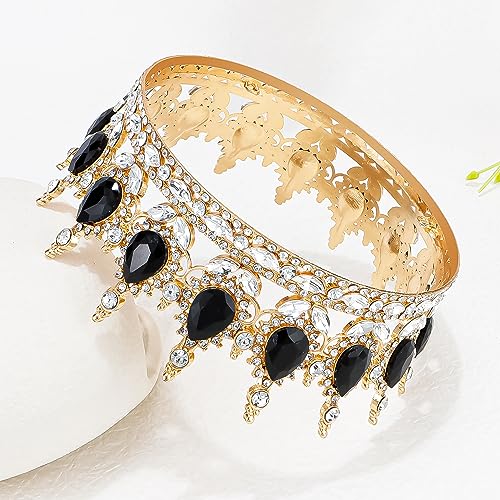 Gold Crystal Queen Crown Tiara with Rhinestones