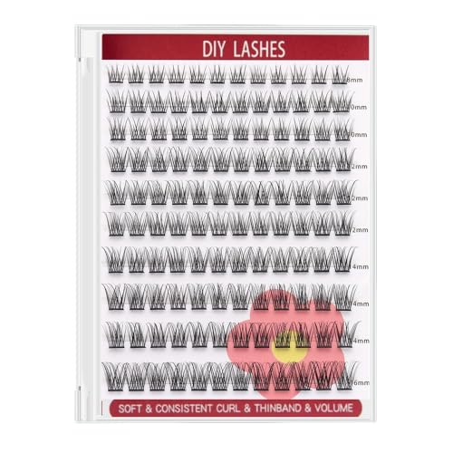 False Eyelashes Multipack Strip Lashes Natural Voluminous Fluffy, Includes 120pcs Clusters, 10mm-12mm-14mm, Reusable Individual Lash Clusters DIY Eyelash Extension (Natural)