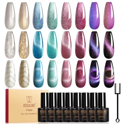 ROSALIND Magnetic Cat Eye Gel Polish 8-Color Set