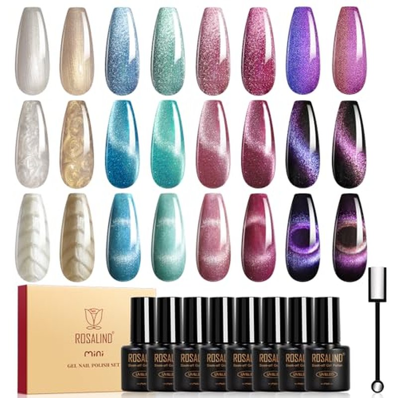 ROSALIND Magnetic Cat Eye Gel Polish 8-Color Set