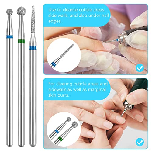 Diamond Cuticle Drill Bits Set - 3pcs for Nail Care and Pedicure - Variation 3Set-A