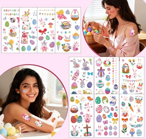 Glitter Easter Temporary Tattoos - 10 Sheet Pack