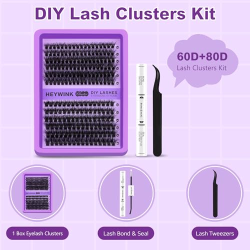 DIY Lash Clusters Kit - 60D+80D Volume Eyelash Extensions 10-18mm