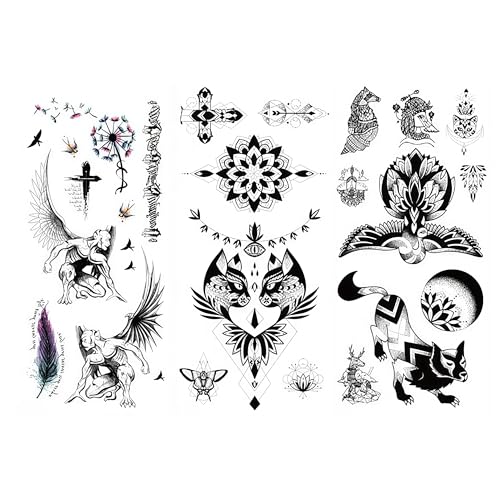 3 Sheets Large Totem Temporary Tattoos - Waterproof, 5-7 Day Wear