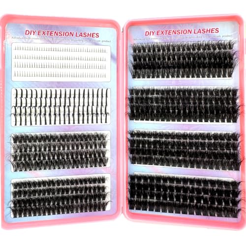 HBZGTLAD Spikes Lashes & Bottom Lashes Mix Clusters Extension Individual Lashes Cluster DIY Manga Volume Eyelash Clusters Fairy Eyelashes (32rows-jiemaoding-D Curl)