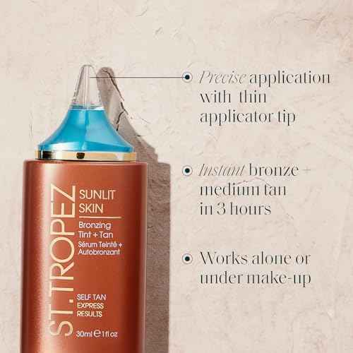 St.Tropez Sunlit Skin Bronzing Tint and Liquid Bronzer For Face & Skin, Creates A Sun-Kissed Glow with Hyaluronic acid, 1 FL OZ